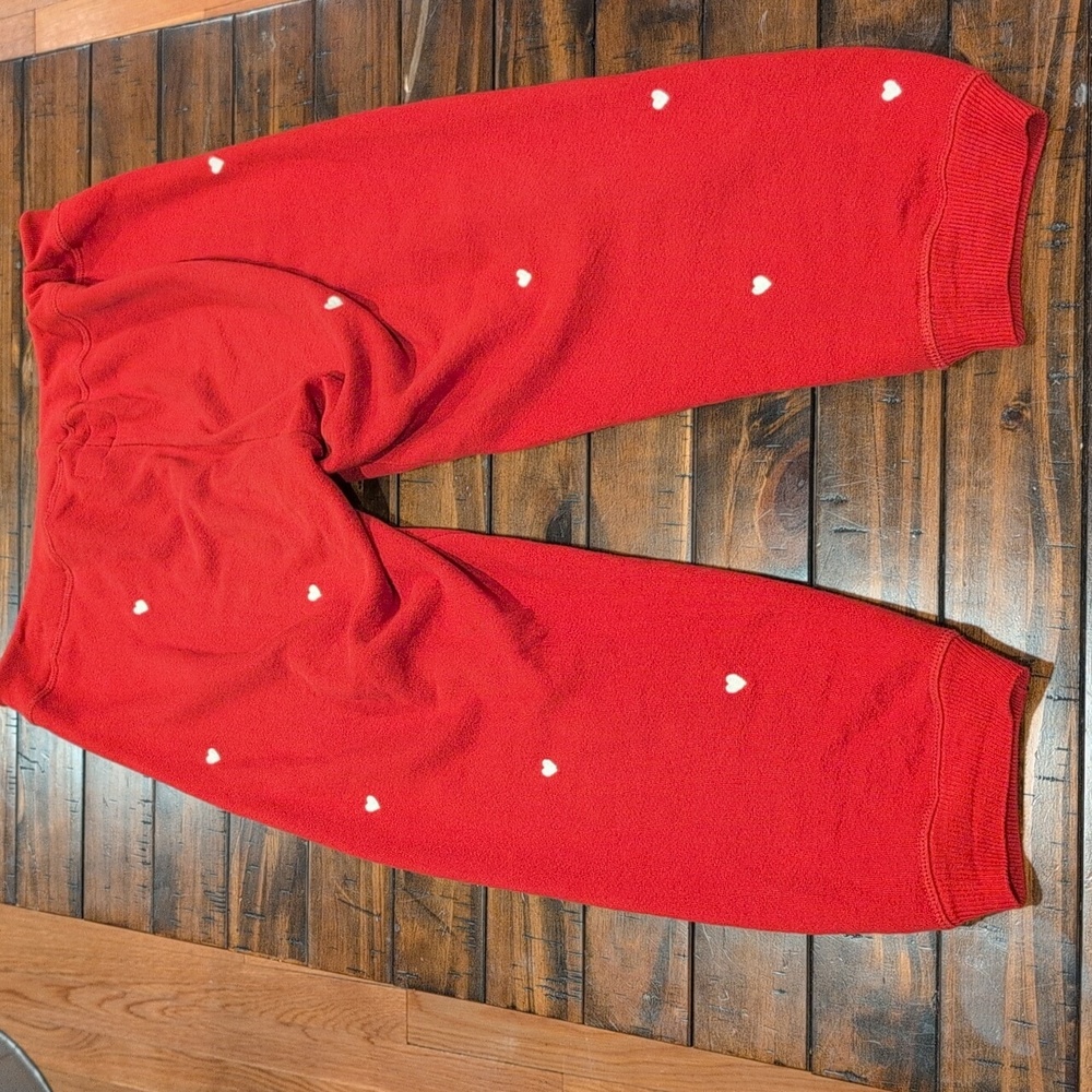THE GREAT. Red Joggers with White Heart Accents - Picture 7 of 9